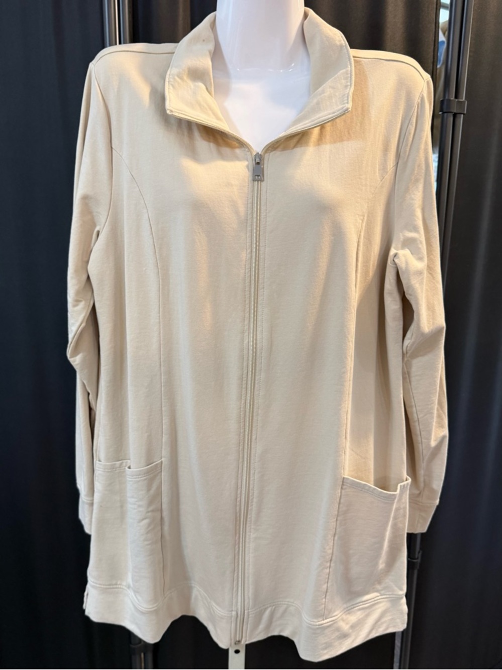 Denim & Co Easy Wear French Terry Zip Tunic Jacket New Stone Various